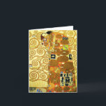 Gustav Klimt Fulfilment Note Card Karte<br><div class="desc">Gustav Klimt Fulfillment notment Karte. Frieze von 1909. Fulfillment wurde während der goldenen Phase von Klimt abgeschlossen und verfügt über ein umarmendes Paar, das sich unter einem gemusterten Steppchen mit Spiralen, Augen, Vögeln, Fischen und anderen Formen unter sich hält. Im Hintergrund der Arbeit befinden sich die Bronzegeister, die den berühmten...</div>