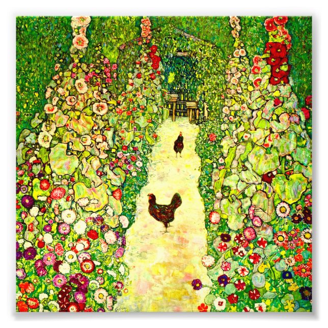 Gustav Klimt Garten mit Hühnern Fotodruck (Vorne)