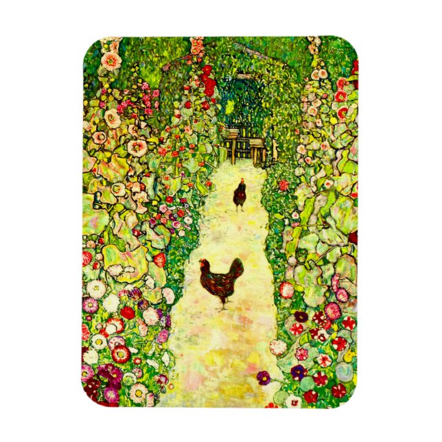 Gustav Klimt Garten mit Hühnern Magnet (Vertikal)