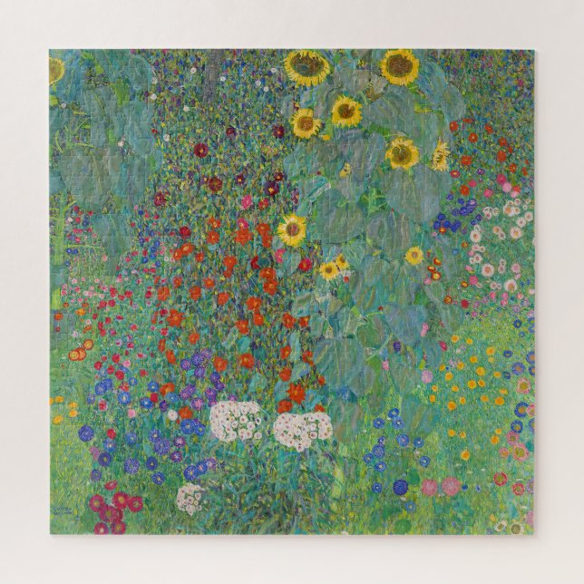 Gustav Klimt - Garten mit Sonnenblumen (Vertikal)