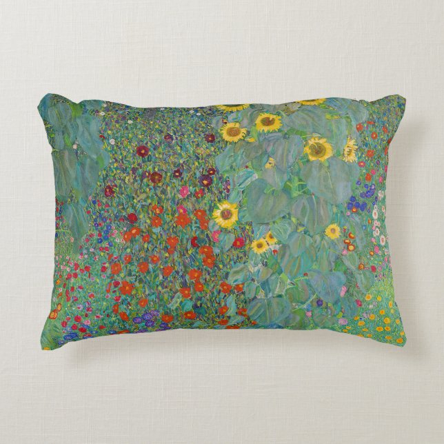 Gustav Klimt - Garten mit Sonnenblumen Dekokissen (Vorderseite)
