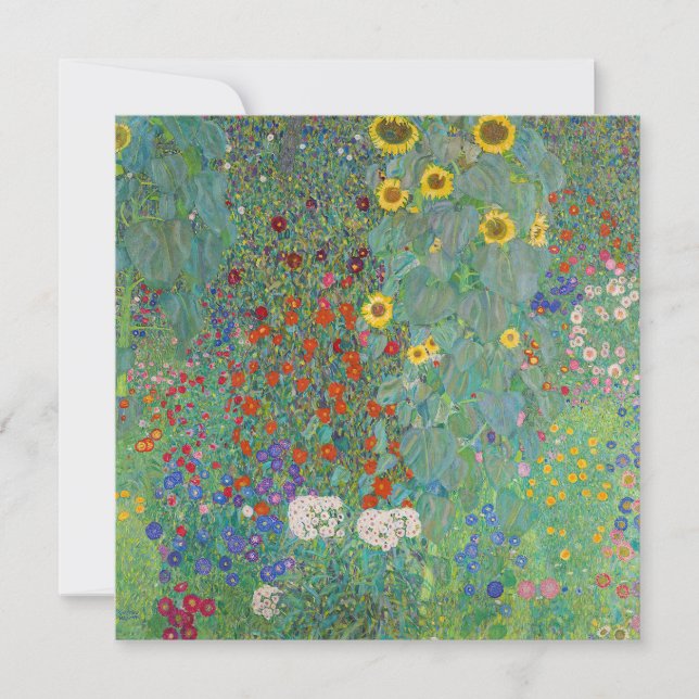 Gustav Klimt - Garten mit Sonnenblumen Einladung (Vorderseite)