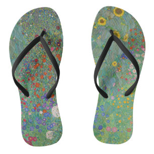 Gustav Klimt - Garten mit Sonnenblumen Flip Flops