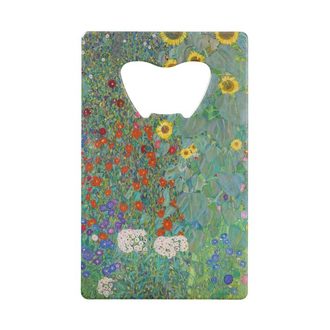 Gustav Klimt - Garten mit Sonnenblumen Geldbeutel Flaschenöffner (Vorderseite)