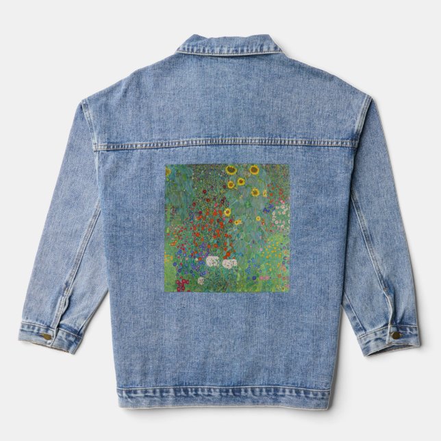 Gustav Klimt - Garten mit Sonnenblumen Jeansjacke (Rückseite)