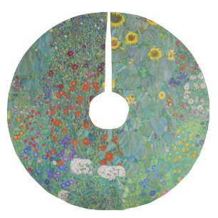 Gustav Klimt - Garten mit Sonnenblumen Polyester Weihnachtsbaumdecke
