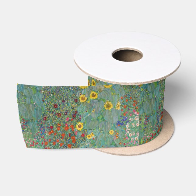 Gustav Klimt - Garten mit Sonnenblumen Satinband (Spule)