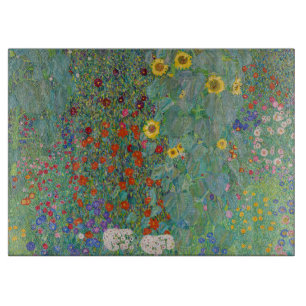 Gustav Klimt - Garten mit Sonnenblumen Schneidebrett