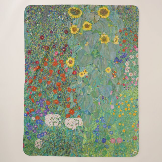 Gustav Klimt - Garten mit Sonnenblumen Sherpadecke (Vorderseite)