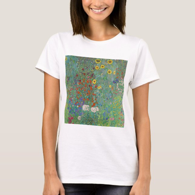Gustav Klimt - Garten mit Sonnenblumen T-Shirt (Vorderseite)
