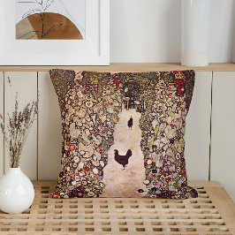 Gustav Klimt Gartenweg Art, Vintage Erdkunst Kissen