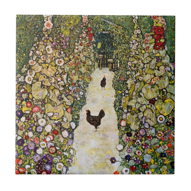Gustav Klimt - Gartenweg über Hühner Fliese (Vorderseite)