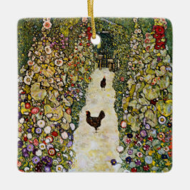 Gustav Klimt - Gartenweg über Hühner Keramikornament