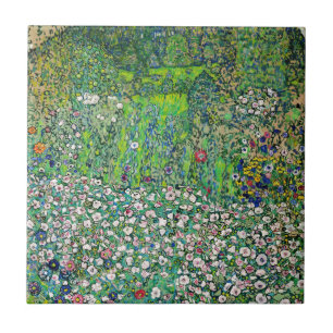 Gustav Klimt - Gärtnerische Landschaft und Hügelku Fliese