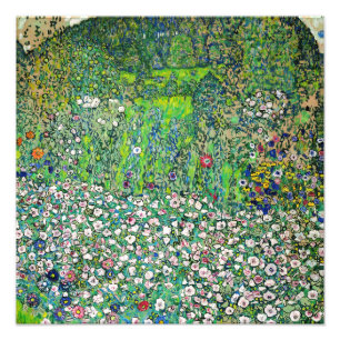 Gustav Klimt - Gärtnerische Landschaft und Hügelku Fotodruck