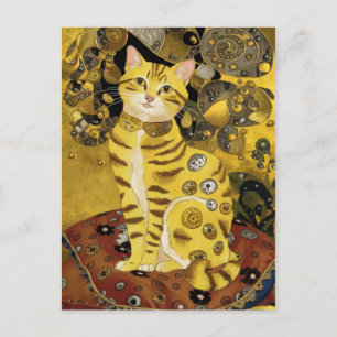 Gustav Klimt Gold süße Katze Spoof, Gustav Klimt K Postkarte