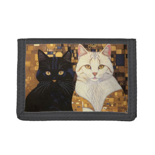 Gustav Klimt Inspirierte zwei Katzen im Bett Trifold Geldbörse