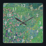 Gustav Klimt - Italienische Gartenlandschaft Quadratische Wanduhr<br><div class="desc">Italienische Gartenlandschaft / Italienische Kulturlandschaft - Gustav Klimt,  Öl auf Leinwand,  1913</div>