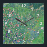 Gustav Klimt - Italienische Gartenlandschaft Quadratische Wanduhr<br><div class="desc">Italienische Gartenlandschaft / Italienische Kulturlandschaft - Gustav Klimt,  Öl auf Leinwand,  1913</div>
