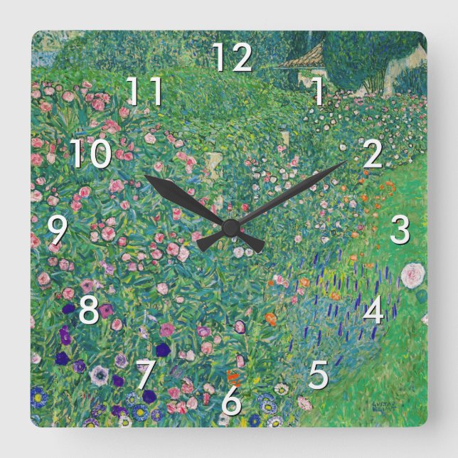 Gustav Klimt - Italienische Gartenlandschaft Quadratische Wanduhr (Vorderseite)