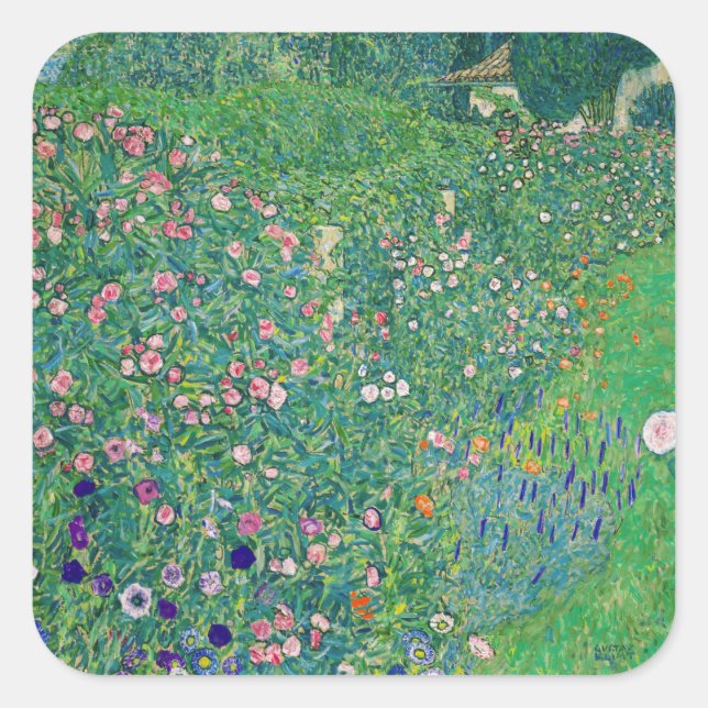Gustav Klimt - Italienische Gartenlandschaft Quadratischer Aufkleber (Vorderseite)