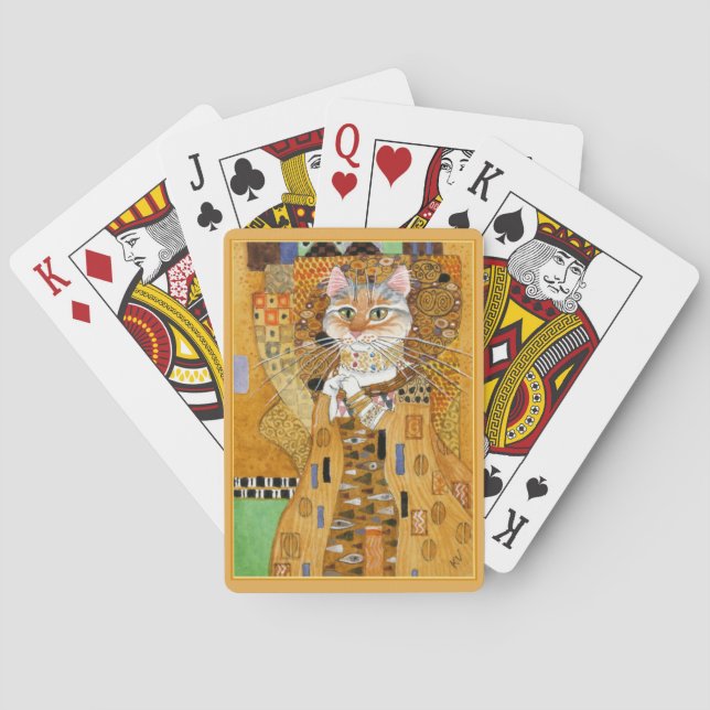 Gustav Klimt Katze in Gold-Spottkarten Spielkarten (Rückseite)