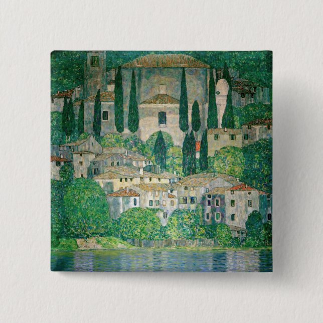 Gustav Klimt - Kirche in Cassone Button (Vorderseite)