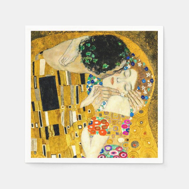 Gustav Klimt Kiss / Valentine's Day Romantic Art Serviette (Vorderseite)