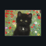 Gustav Klimt Kitten Begleitkarte<br><div class="desc">Karten mit einem Gustav Klimt Kitten! Dieses schwarze Kätzchen trägt einen silbernen Kragen und sitzt in einem Feld aus roten,  blauen,  weißen und gelben Blumen. Ein wunderbares Geschenk für Katzenliebhaber und österreichische Kunstliebhaber!</div>