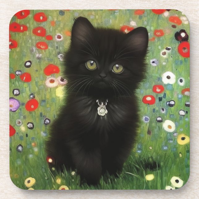 Gustav Klimt Kitten Getränkeuntersetzer (Vorderseite)