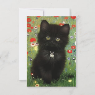 Gustav Klimt Kitten RSVP Karte