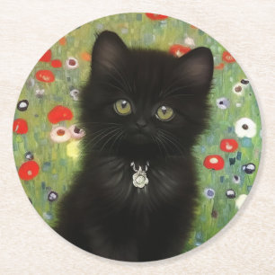 Gustav Klimt Kitten Runder Pappuntersetzer