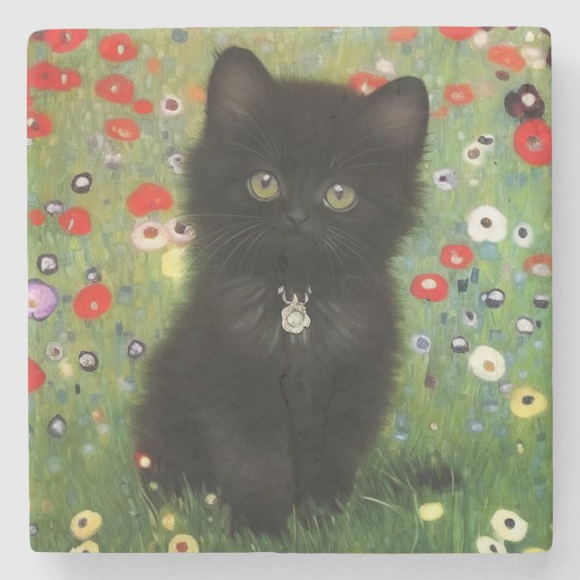 Gustav Klimt Kitten Steinuntersetzer (Vorderseite)