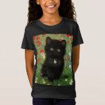 Gustav Klimt Kitten T-Shirt<br><div class="desc">T - Shirt mit einem Gustav Klimt Kitten! Dieses schwarze Kätzchen trägt einen silbernen Kragen und sitzt in einem Feld aus roten,  blauen,  weißen und gelben Blumen. Ein wunderbares Geschenk für Katzenliebhaber und österreichische Kunstliebhaber!</div>