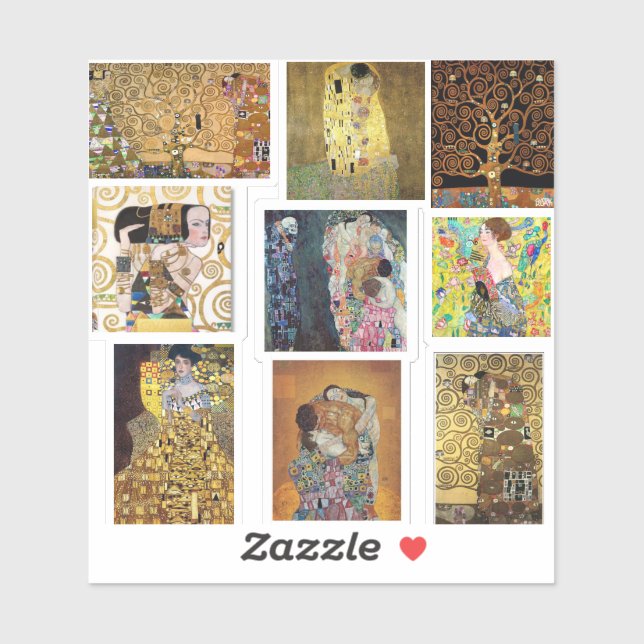 Gustav Klimt Kunstwerke Aufkleber (Blatt)