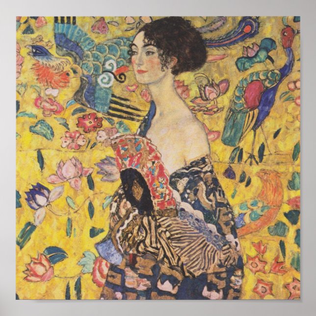 Gustav Klimt Lady Avec Poster Du Ventilateur (Devant)