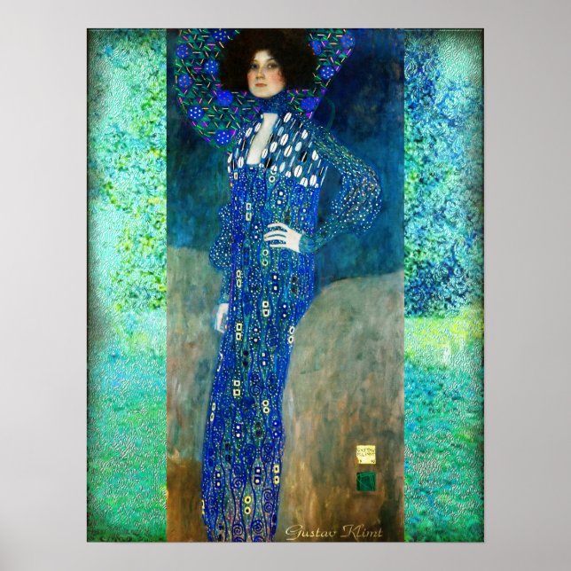 Gustav Klimt Lady in Blue Poster (Vorne)