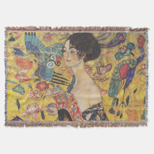 Gustav Klimt-Lady mit einem Fan   Decke