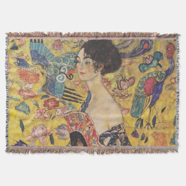 Gustav Klimt-Lady mit einem Fan | Decke (Vorderseite)