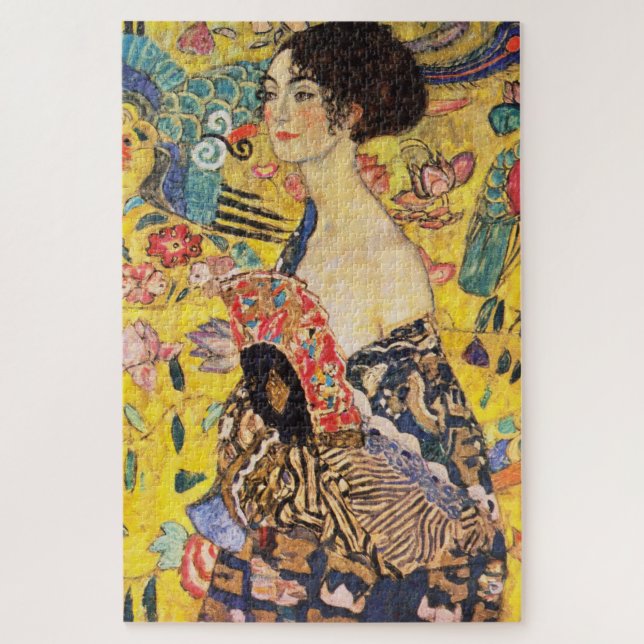 Gustav Klimt Lady mit Fan (Vertikal)