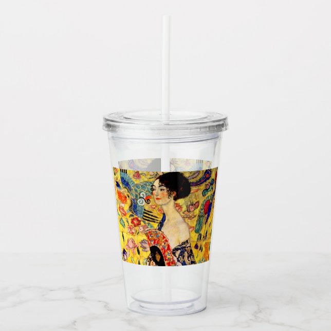 Gustav Klimt Lady mit Fan Acryltrinkbecher (Vorderseite)