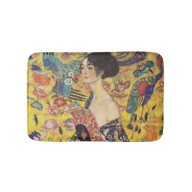 Gustav Klimt Lady mit Fan Art Nouveau Malerei Badematte (Vorderseite)