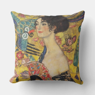 Gustav Klimt Lady mit Fan Art Nouveau Malerei Kissen