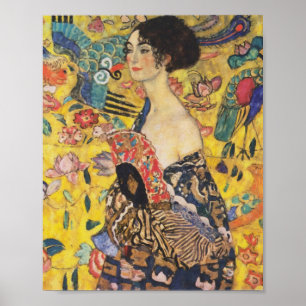 Gustav Klimt Lady mit Fan Art Nouveau Malerei Poster