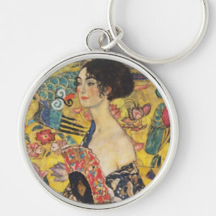 Gustav Klimt Lady mit Fan Art Nouveau Malerei Schlüsselanhänger