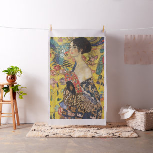 Gustav Klimt Lady mit Fan Art Nouveau Malerei Stoff