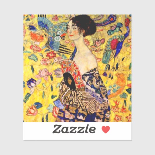Gustav Klimt Lady mit Fan Aufkleber (Blatt)
