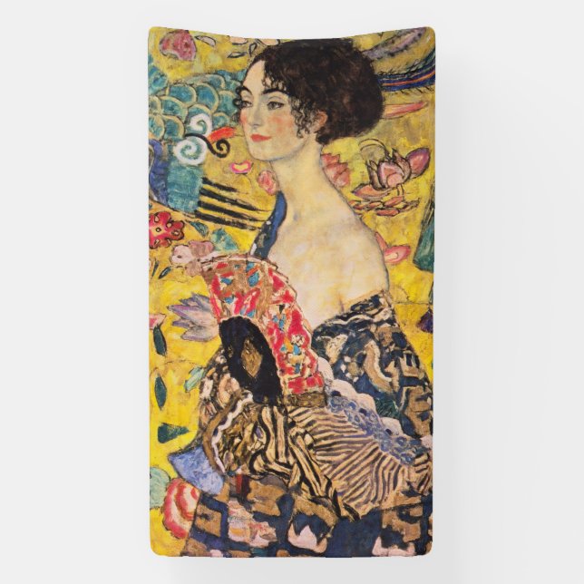 Gustav Klimt - Lady mit Fan Banner (Vertikal)