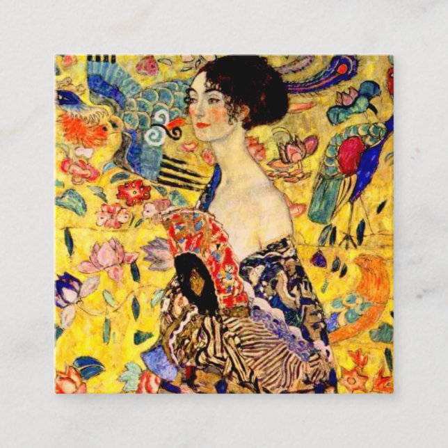 Gustav Klimt Lady mit Fan Begleitkarte (Vorderseite)