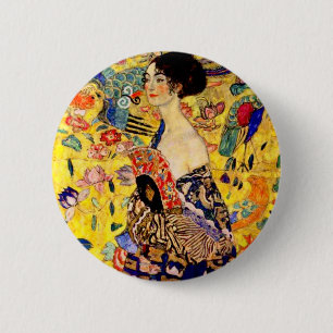 Gustav Klimt Lady mit Fan Button